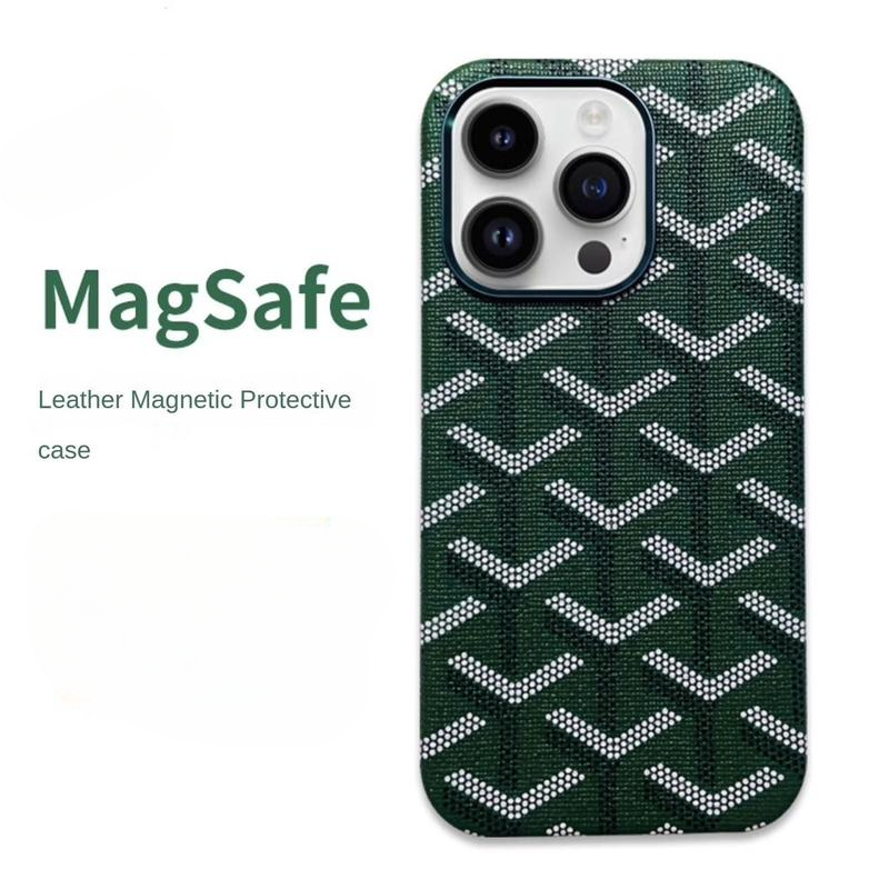 Magsafe Leather Magnetic Protective Case for Iphone 17 Pro Max Trendy Shockproof Cover with Microfiber Lining & Elegant Patterns Ultra Thin Durable Stylish Protection Black Metal Finish Smartphone Cellphone