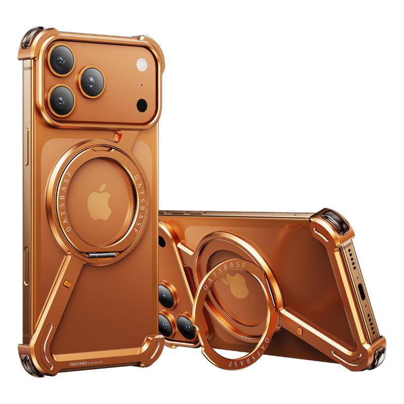 Coque de téléphone pour iPhone 17 Pro/Pro Max/17 Air avec support rotatif à 360°, cadre métallique, compatible Magsafe