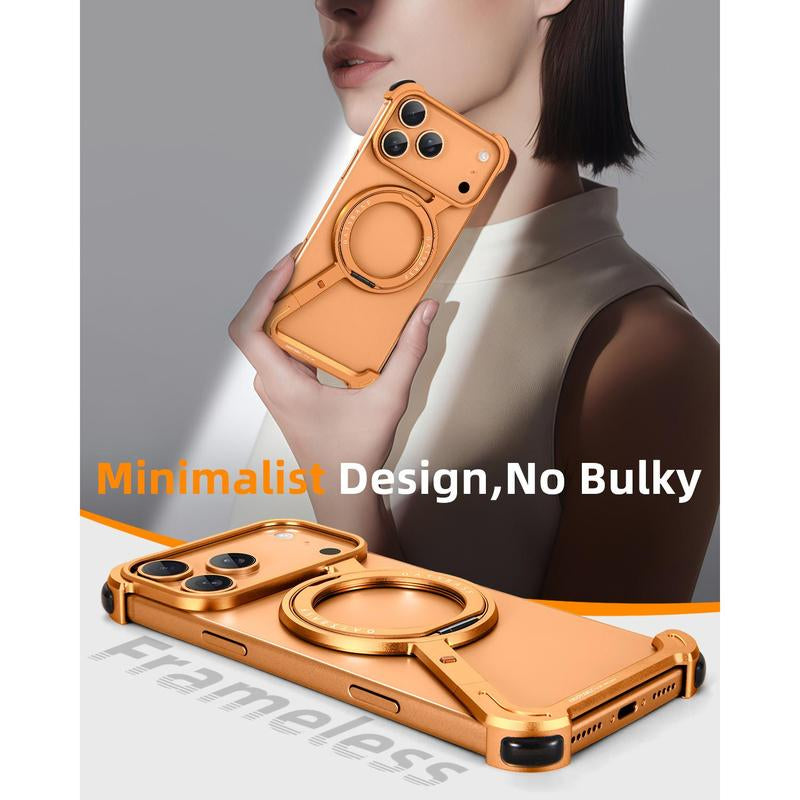 Coque de téléphone pour iPhone 17 Pro/Pro Max/17 Air avec support rotatif à 360°, cadre métallique, compatible Magsafe