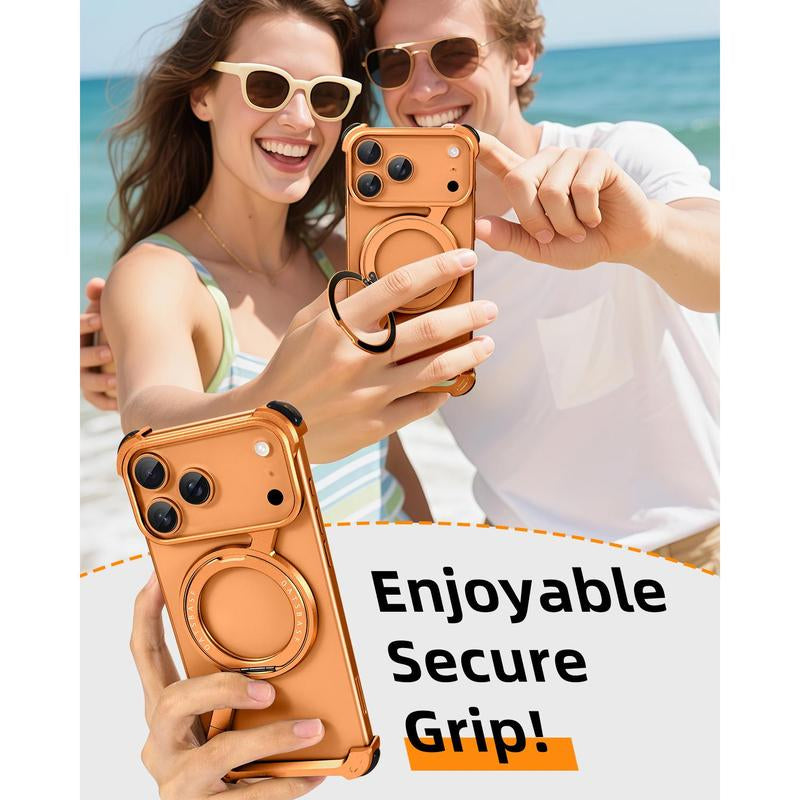 Coque de téléphone pour iPhone 17 Pro/Pro Max/17 Air avec support rotatif à 360°, cadre métallique, compatible Magsafe