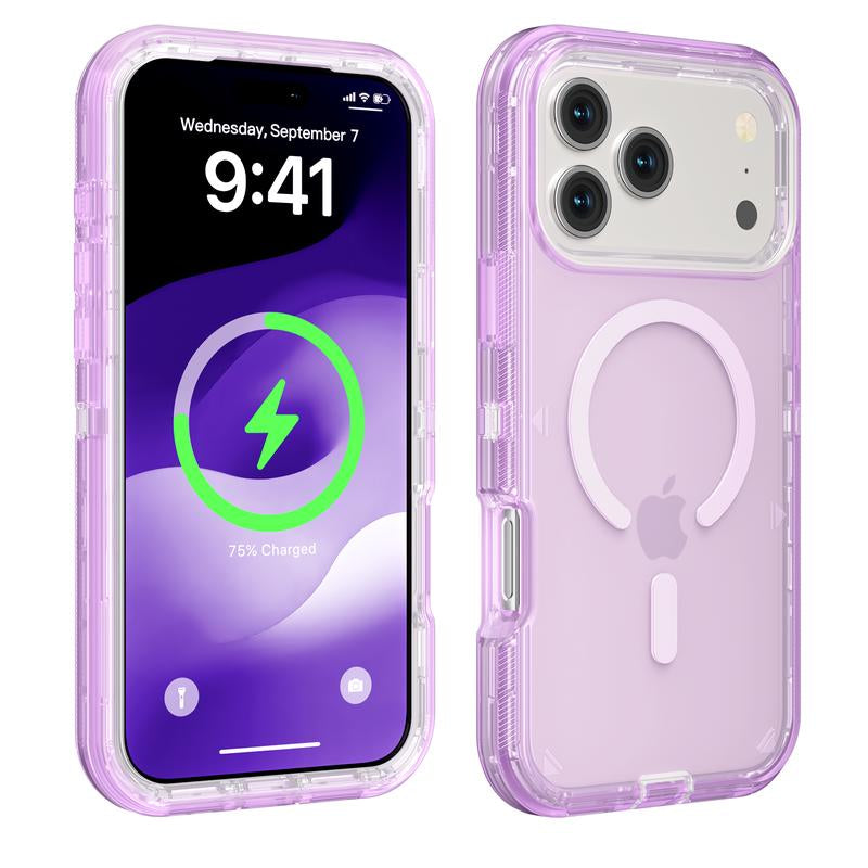 3 Layer Case for Iphone 17 Pro Max 17 Air 16 15 14 13 Pro Max, Magnetic Magsafe Defender Case, Hybrid Heavy Duty Shockproof Case, Transparent Clear Cover