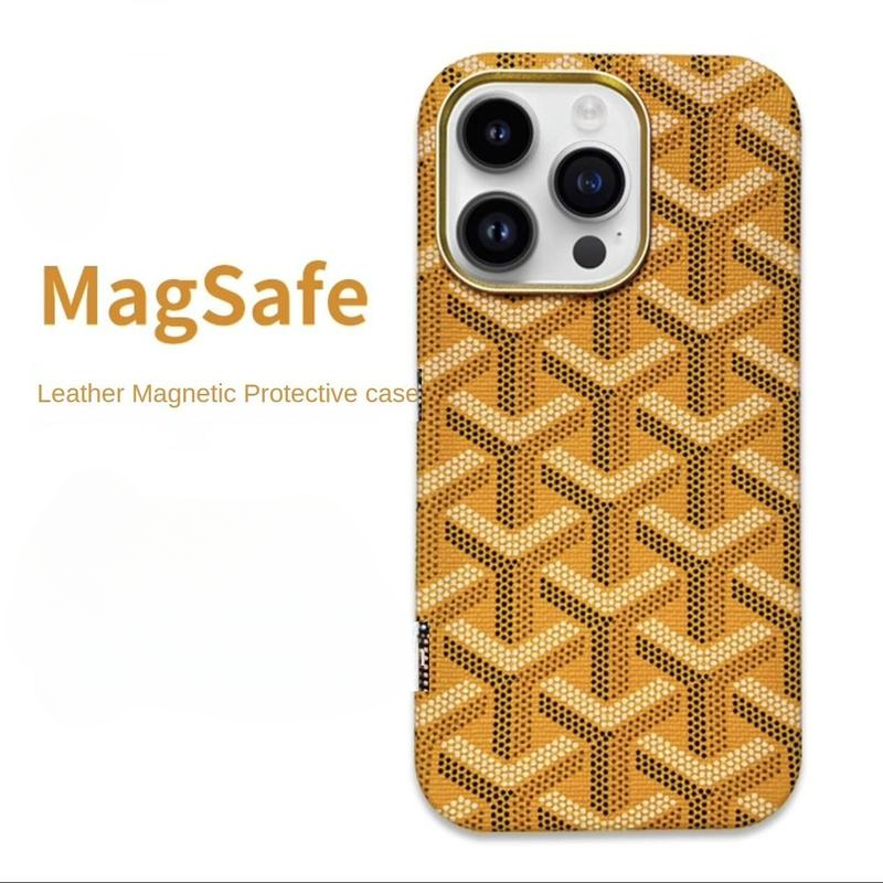 Magsafe Leather Magnetic Protective Case for Iphone 17 Pro Max Trendy Shockproof Cover with Microfiber Lining & Elegant Patterns Ultra Thin Durable Stylish Protection Black Metal Finish Smartphone Cellphone