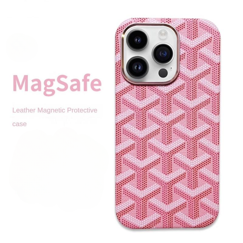 Magsafe Leather Magnetic Protective Case for Iphone 17 Pro Max Trendy Shockproof Cover with Microfiber Lining & Elegant Patterns Ultra Thin Durable Stylish Protection Black Metal Finish Smartphone Cellphone