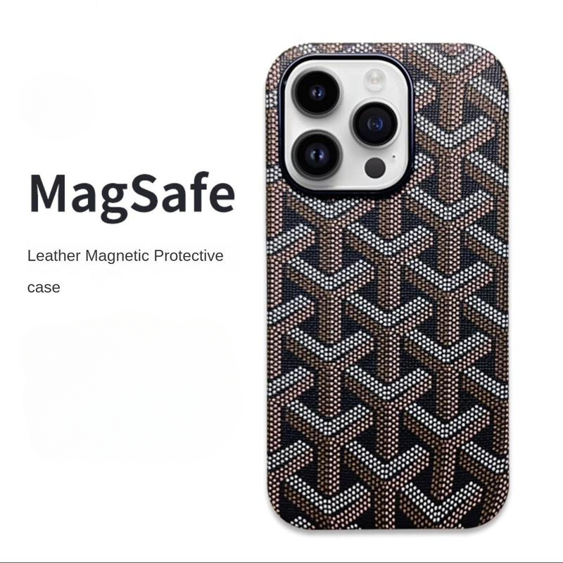 Magsafe Leather Magnetic Protective Case for Iphone 17 Pro Max Trendy Shockproof Cover with Microfiber Lining & Elegant Patterns Ultra Thin Durable Stylish Protection Black Metal Finish Smartphone Cellphone