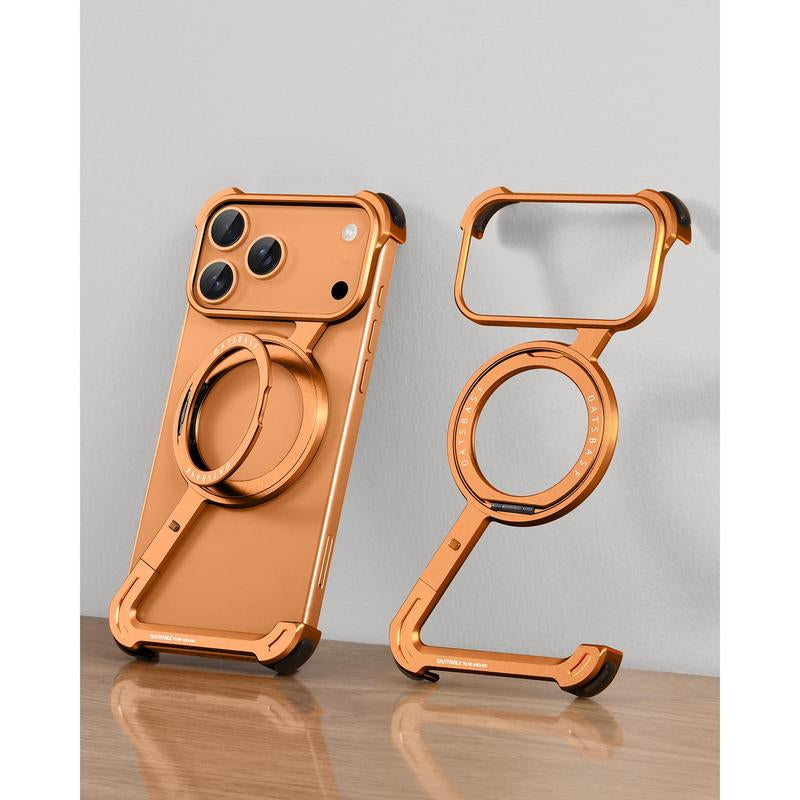 Coque de téléphone pour iPhone 17 Pro/Pro Max/17 Air avec support rotatif à 360°, cadre métallique, compatible Magsafe