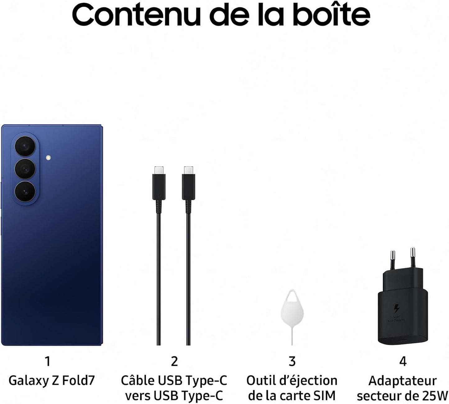 Samsung Galaxy Z Fold7 5G avec Galaxy AI, 256 Go Bleu nuit