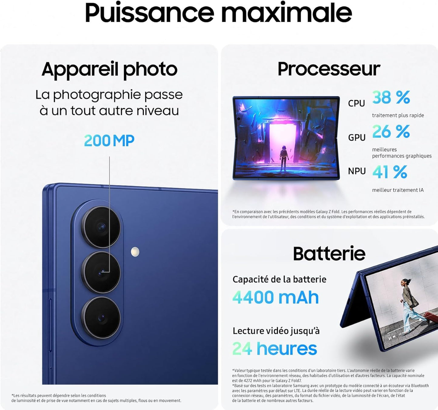 Samsung Galaxy Z Fold7 5G avec Galaxy AI, 256 Go Bleu nuit