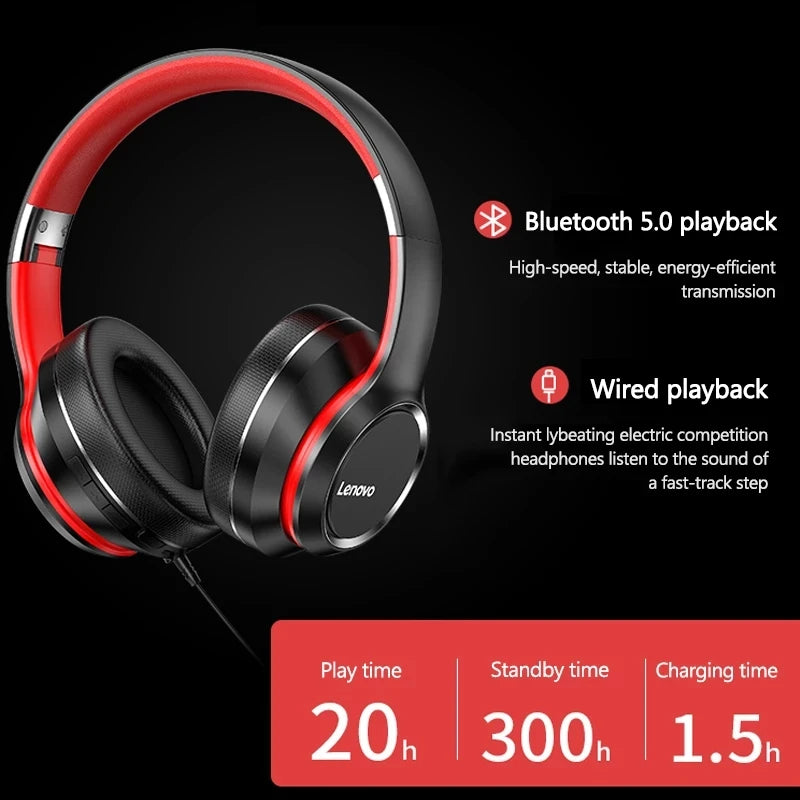 Lenovo Écouteurs Bluetooth HD200 - Rouge