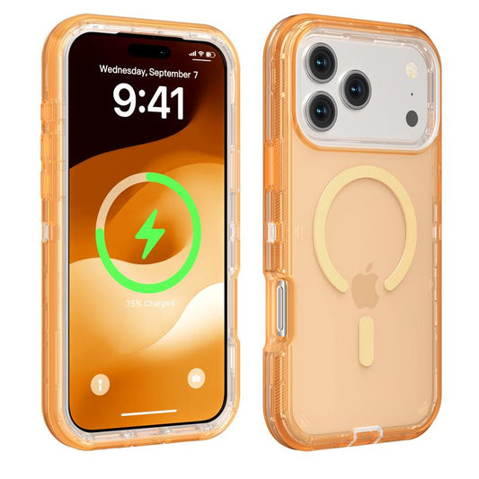 3 Layer Case for Iphone 17 Pro Max 17 Air 16 15 14 13 Pro Max, Magnetic Magsafe Defender Case, Hybrid Heavy Duty Shockproof Case, Transparent Clear Cover